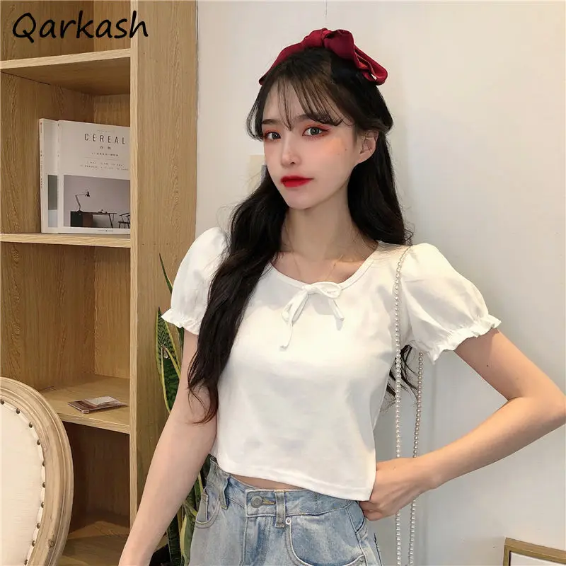 T-shirts Women Summer Bow Lovely All-match Simple Leisure Stylish Ulzzang Tender Basic Tops Tees Female Slim Fit Puff-sleeve New
T-shirts Women Summer Bow Lovely All-match Simple Leisure Stylish Ulzzang Tender Basic Tops Tees Female Slim Fit Puff-sleeve New