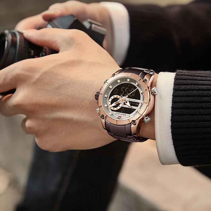 NAVIFORCE 9163 модные роскошные Брендовые мужские спортивные часы полностью стальные