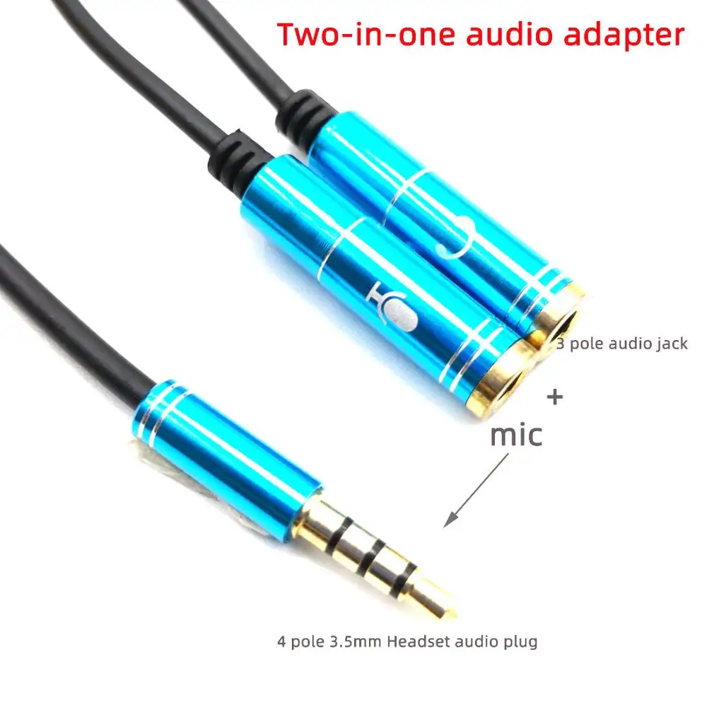 Two-in-one Audio Adapter Dual 3.5 MM Headphone Plug Audio Cables Splitter Microphone+Stereo Plug 2 in 1 4Pole Headset Connector
Two-in-one Audio Adapter Dual 3.5 MM Headphone Plug Audio Cables Splitter Microphone+Stereo Plug 2 in 1 4Pole Headset Connector