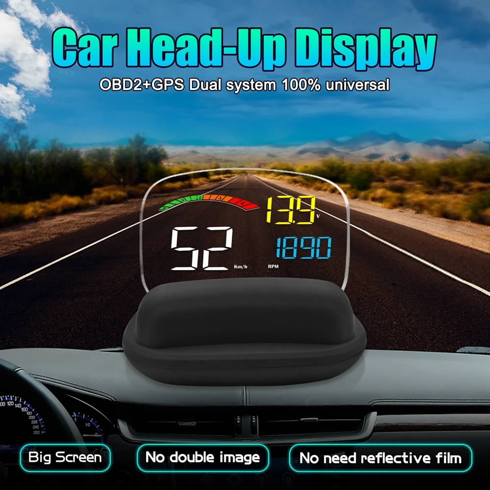 Дисплей на голову OBD II GPS датчик скорости Функция сигнализации практичный 2 в 1 HD C800