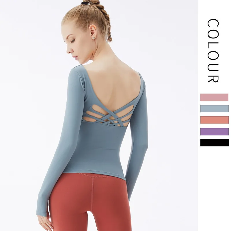 Women's Yoga Long-sleeved T-shirt with Chest Pad, Cross Beauty Back Sports Top, Quick-drying Running Fitness Clothes Women
Women's Yoga Long-sleeved T-shirt with Chest Pad, Cross Beauty Back Sports Top, Quick-drying Running Fitness Clothes Women