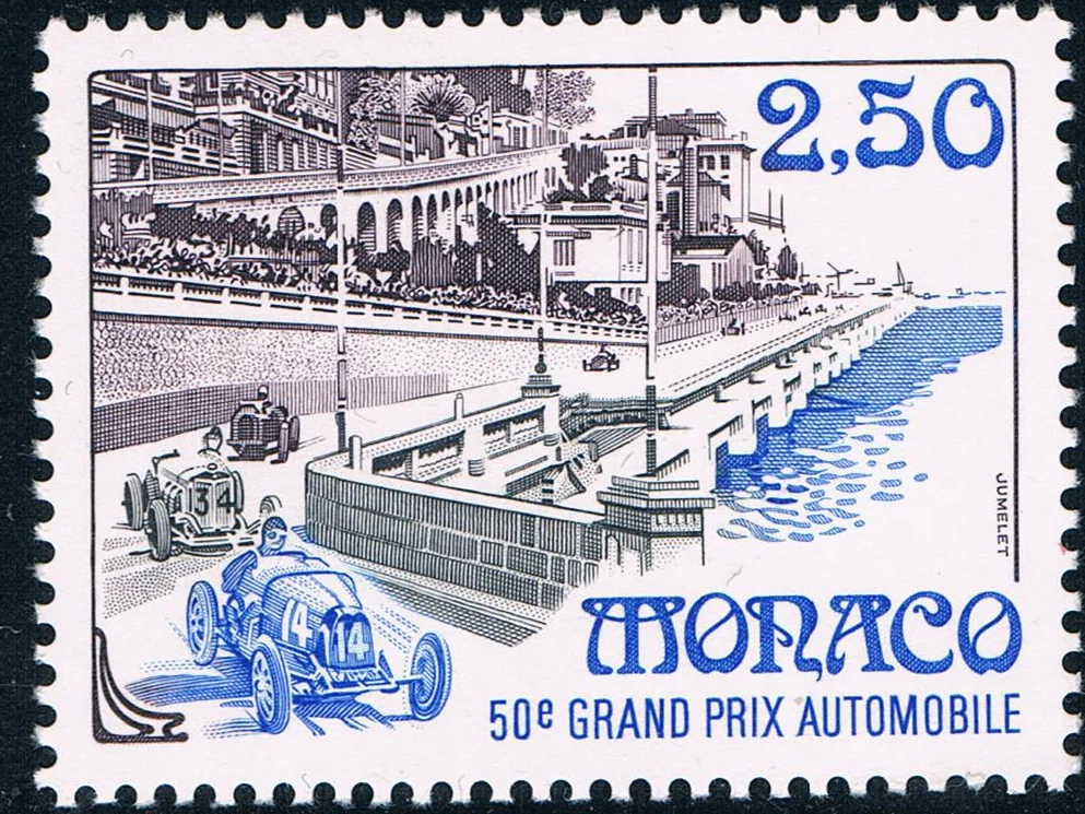 

1Pcs/Set New Monaco Post Stamp 1992 Monte Carlo Grand Prix Engraving Stamps MNH