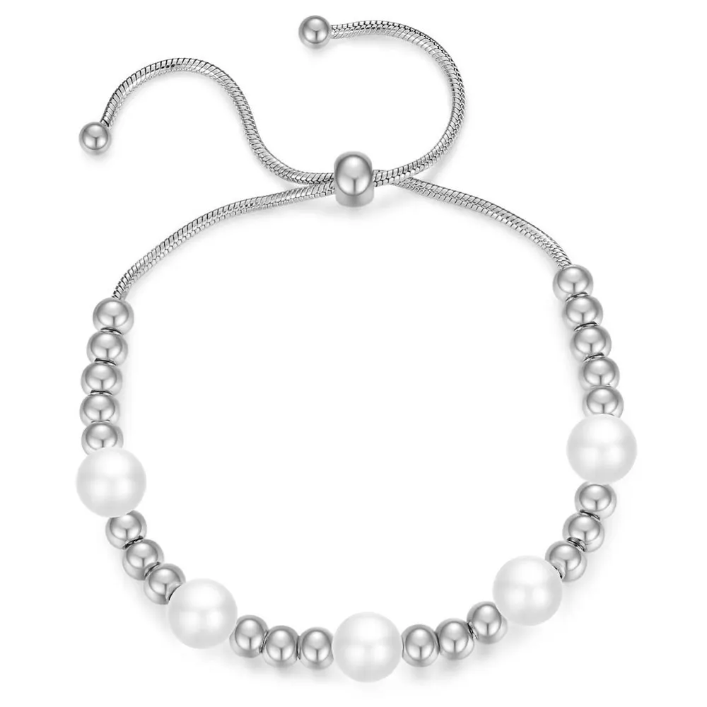 New European and American stainless steel bracelet women White round beads with rose gold adjustable size jewelry
New European and American stainless steel bracelet women White round beads with rose gold adjustable size jewelry