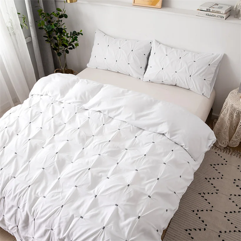 Fashion Bedding Set Pinch Pleat Duvet Cover Sets with Sheets (Fitted & Flat) Quilt Cover Pillowcase White 3D Plaid Home Textiles
Fashion Bedding Set Pinch Pleat Duvet Cover Sets with Sheets (Fitted & Flat) Quilt Cover Pillowcase White 3D Plaid Home Textiles