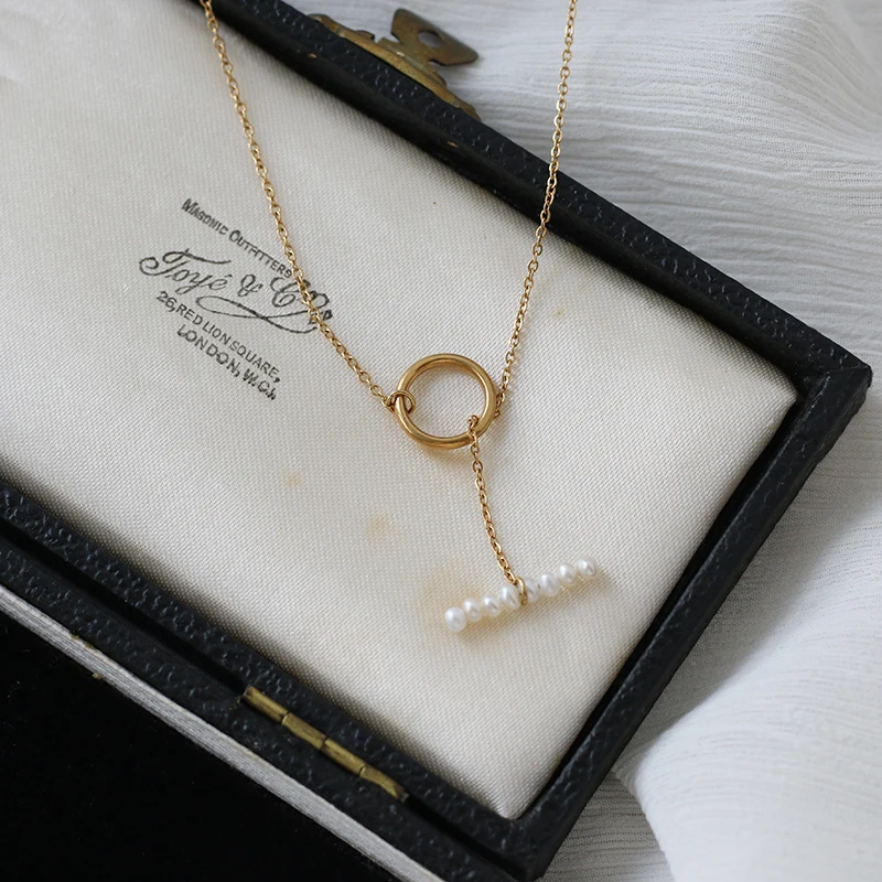 Fashion Simple Round Ring Pearl Pendant Necklace Gold Necklace Women Stainless Steel Clavicle Chain Jewelry For Wedding Party
Fashion Simple Round Ring Pearl Pendant Necklace Gold Necklace Women Stainless Steel Clavicle Chain Jewelry For Wedding Party