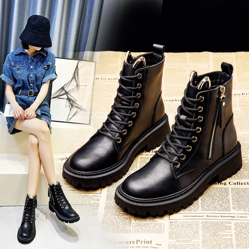 Women Genuine Leather Boots Autumn Winter Punk Gothic Lace-up Ankle Platform Motocycle Boot Comfy Light New Botas Femininas 2021
Women Genuine Leather Boots Autumn Winter Punk Gothic Lace-up Ankle Platform Motocycle Boot Comfy Light New Botas Femininas 2021