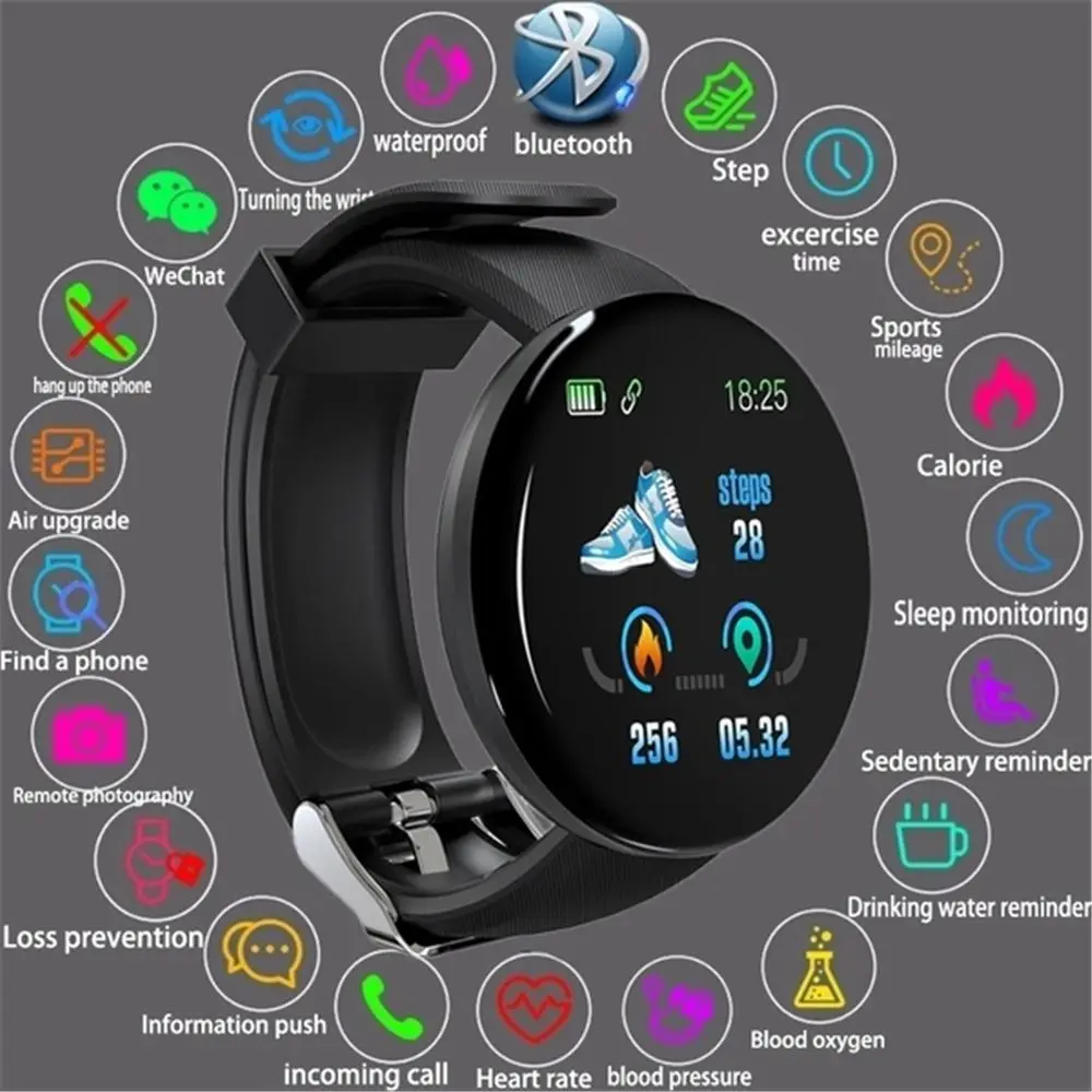 Smart Watch D18 Bluetooth Male Women Blood Pressure Heart Rate Monitor Waterproof Digital Sport Fitness Tracker Smartwatch
Smart Watch D18 Bluetooth Male Women Blood Pressure Heart Rate Monitor Waterproof Digital Sport Fitness Tracker Smartwatch