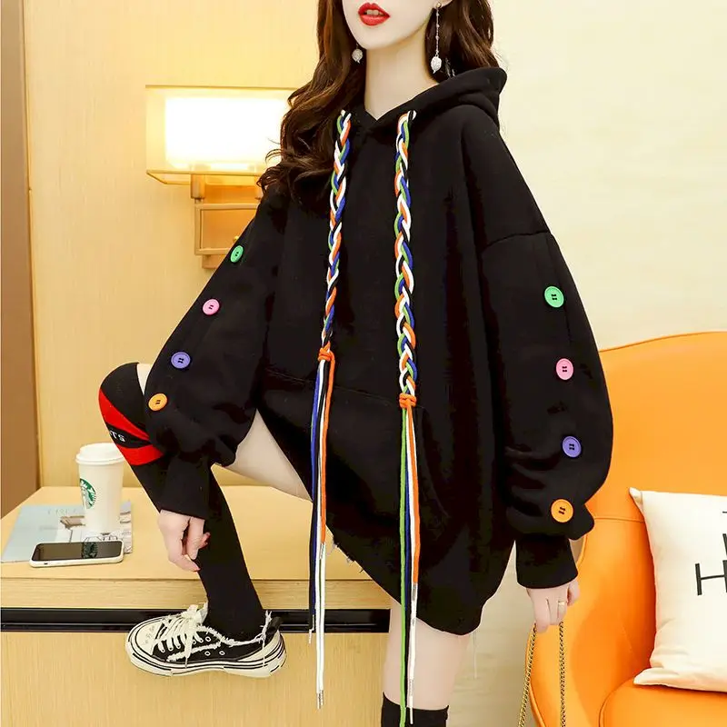 2021 New Women's Hoodies Autumn Winter Plus Velvet Thickening Fashion All-match Loose Large Version Design Sense gothic Jacket
2021 New Women's Hoodies Autumn Winter Plus Velvet Thickening Fashion All-match Loose Large Version Design Sense gothic Jacket