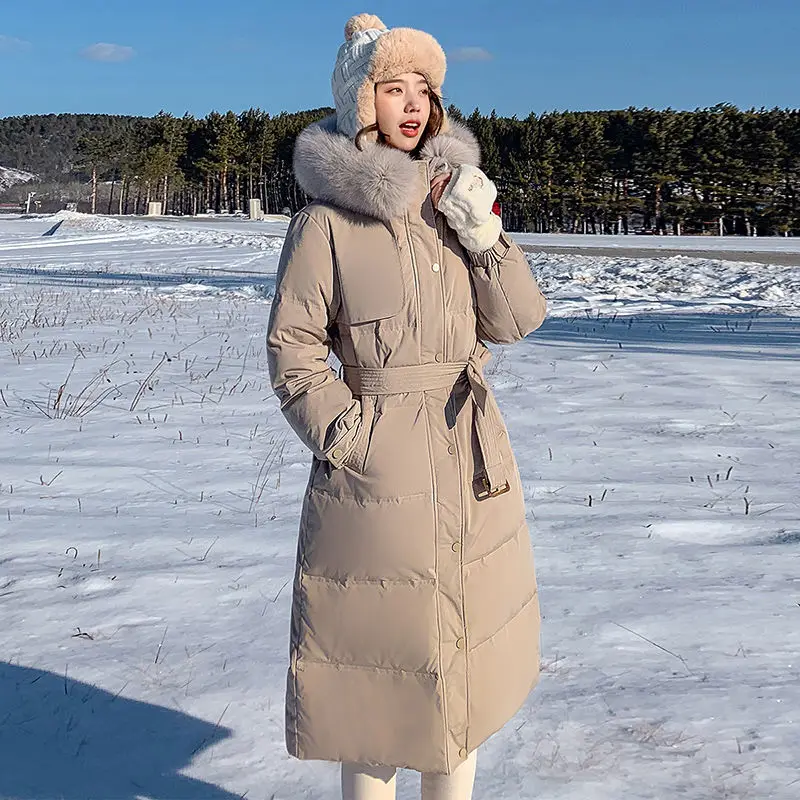 Winter Real Natural Fur Hooded Long Jacket Women White Duck Down Coat Female Belt Parkers Windproof Warm Snow Outwear
Winter Real Natural Fur Hooded Long Jacket Women White Duck Down Coat Female Belt Parkers Windproof Warm Snow Outwear