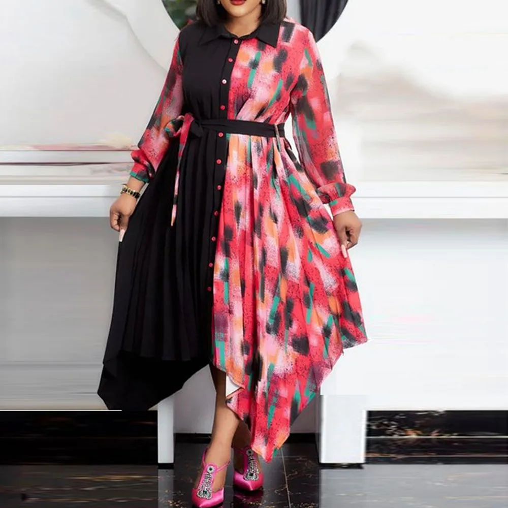 Autumn New 2021 Women Dress Color Contrast Splicing Printing Irregular Long Sleeve Fashion Temperament High Waist Casual
Autumn New 2021 Women Dress Color Contrast Splicing Printing Irregular Long Sleeve Fashion Temperament High Waist Casual