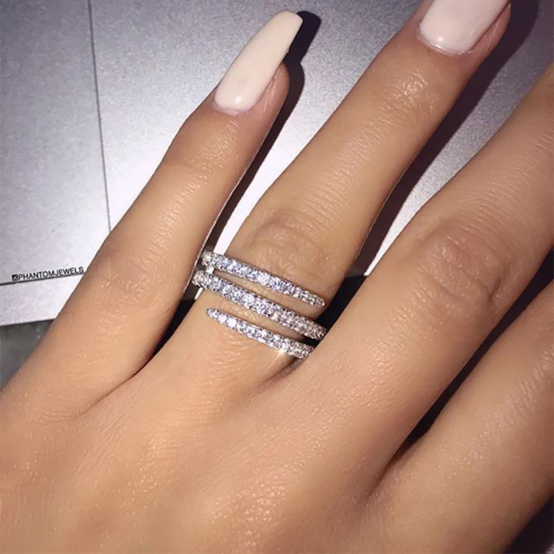 2021 Hot Trendy 3 Laps Promise Rings For Women Men Full White Zircon Female Jewelry Wedding Engagement Party Gifts
2021 Hot Trendy 3 Laps Promise Rings For Women Men Full White Zircon Female Jewelry Wedding Engagement Party Gifts