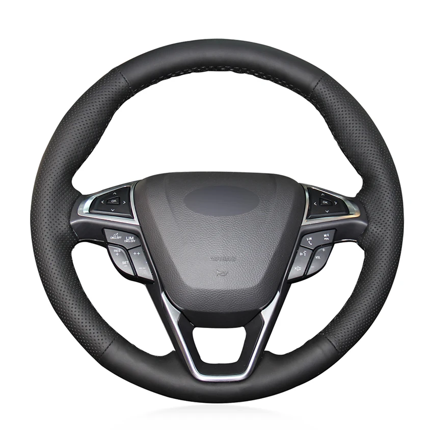 Hand-stitched Black Genuine Leather Anti-slip Soft Car Steering Wheel Cover for Ford Mondeo Fusion 2013-2019 EDGE 2015-2019
Hand-stitched Black Genuine Leather Anti-slip Soft Car Steering Wheel Cover for Ford Mondeo Fusion 2013-2019 EDGE 2015-2019
