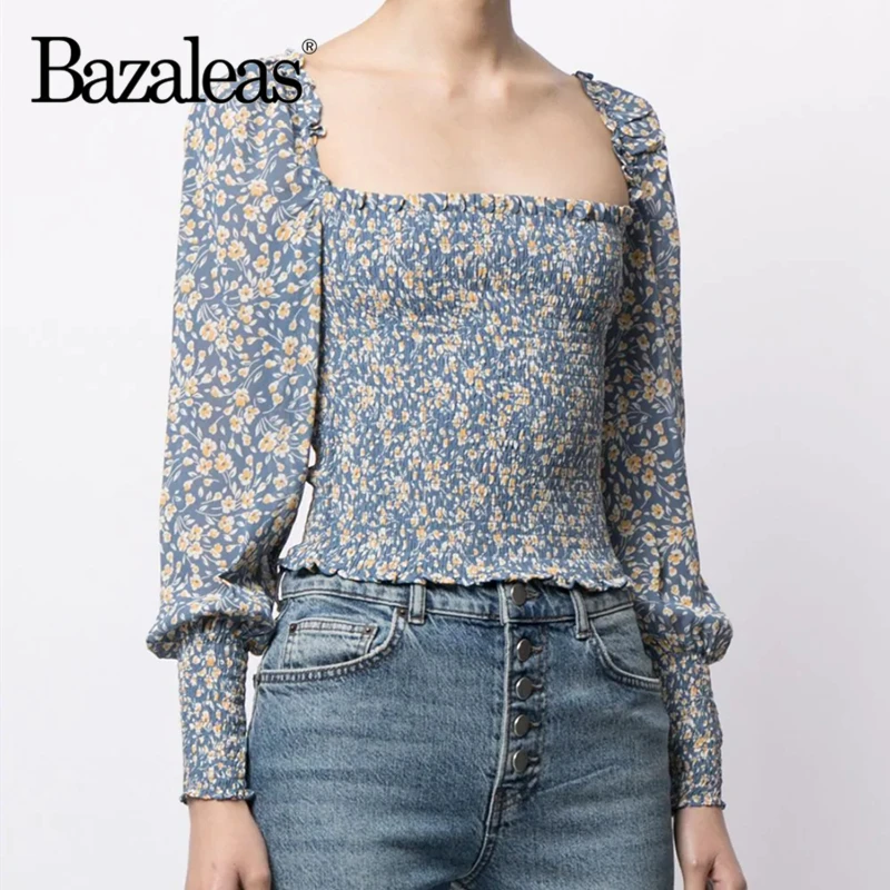 Women Harajuku Vintage Square Collar Blouse Print Blue Long Sleeve Ropa Mujer Fashion Elastic Blouse
Women Harajuku Vintage Square Collar Blouse Print Blue Long Sleeve Ropa Mujer Fashion Elastic Blouse