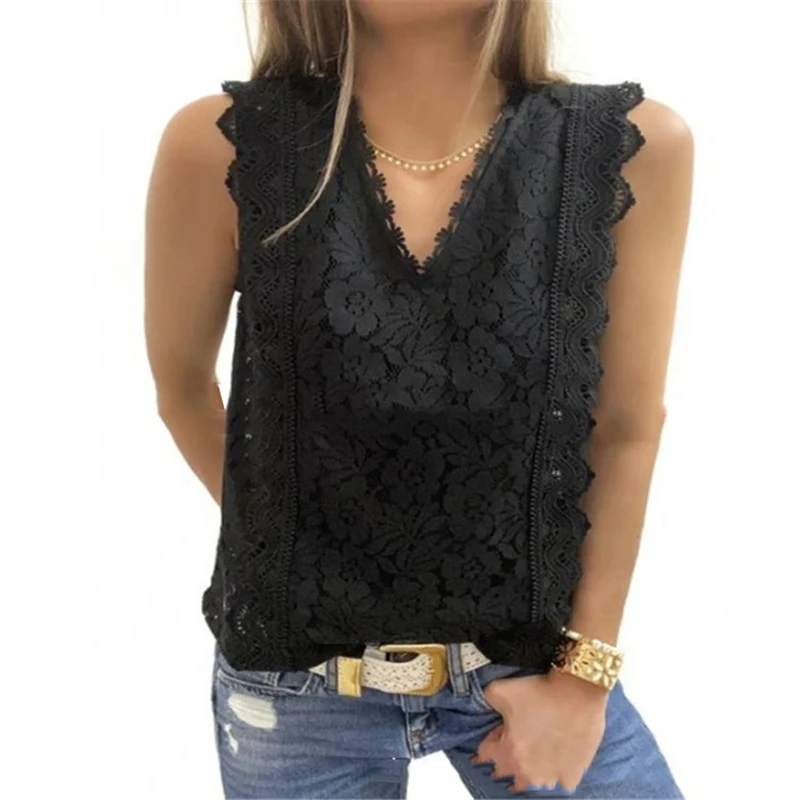 2020 Sexy Lace Transparent Hollow Off Shoulder Tops And Blouses Women Sleeveless V-neck Slim Solid Shirt Blusas Summer SJ6419X
2020 Sexy Lace Transparent Hollow Off Shoulder Tops And Blouses Women Sleeveless V-neck Slim Solid Shirt Blusas Summer SJ6419X