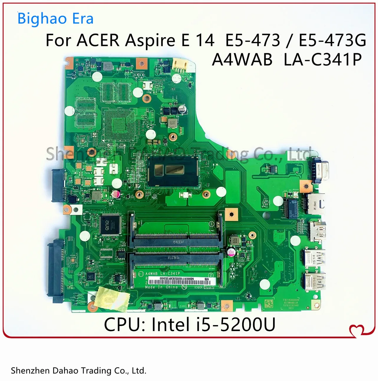 A4WAB LA-C341P Mainboard For Acer Aspire E5-473 E5-473G Laptop Motherboard With i5-5200U CPU DDR3L 100% Fully Tested
A4WAB LA-C341P Mainboard For Acer Aspire E5-473 E5-473G Laptop Motherboard With i5-5200U CPU DDR3L 100% Fully Tested