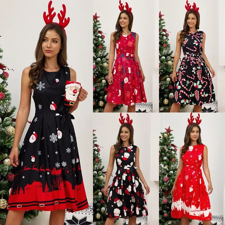 Women's Hot Round Neck Sleeveless Christmas Style Dress Dresses for Women Party Knee-Length O-Neck
Women's Hot Round Neck Sleeveless Christmas Style Dress Dresses for Women Party Knee-Length O-Neck