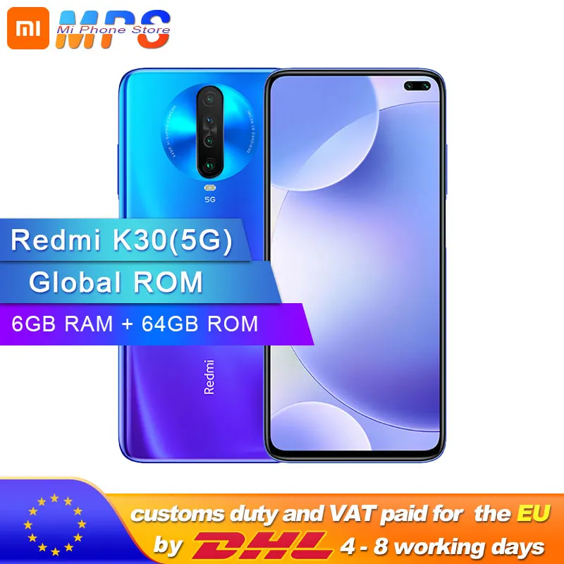 Xiaomi Redmi K30 смартфон с 6 дюймовым дисплеем восьмиядерным процессором Snapdragon 76 ОЗУ ГБ