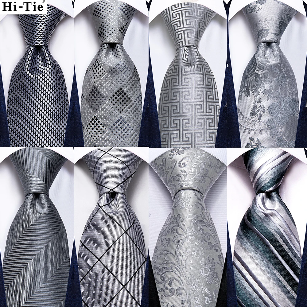 Галстук Hi-Tie серебристый однотонный новинка дизайнерский Шелковый Свадебный
