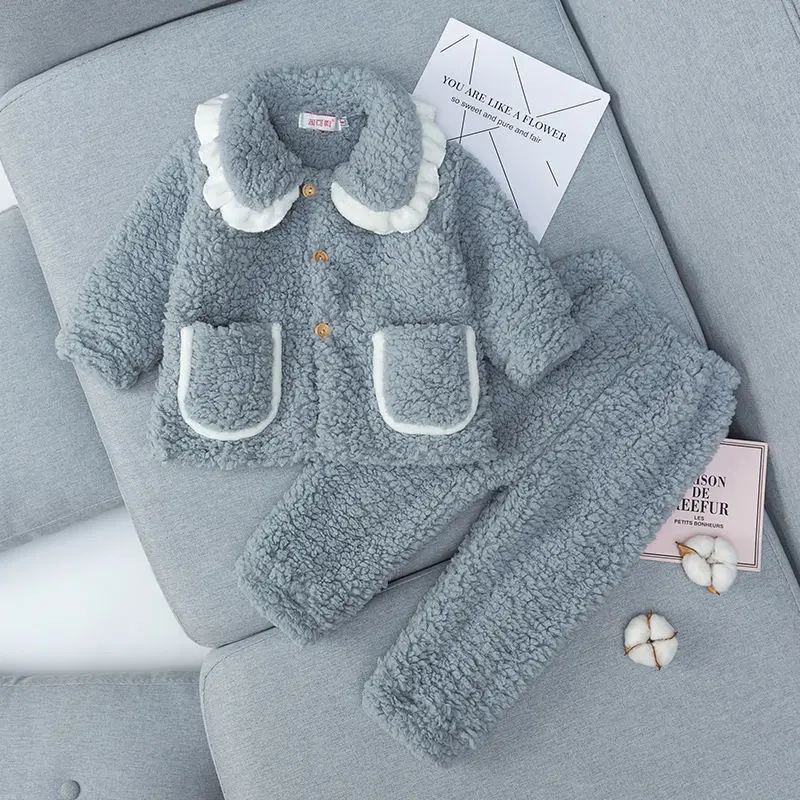 Pijamas For Kids Children Fleece Pajamas Winter Thicken Warm Flannel Sleepwear Girls Boys Lapel Coral Baby Pijamas Homewear
Pijamas For Kids Children Fleece Pajamas Winter Thicken Warm Flannel Sleepwear Girls Boys Lapel Coral Baby Pijamas Homewear