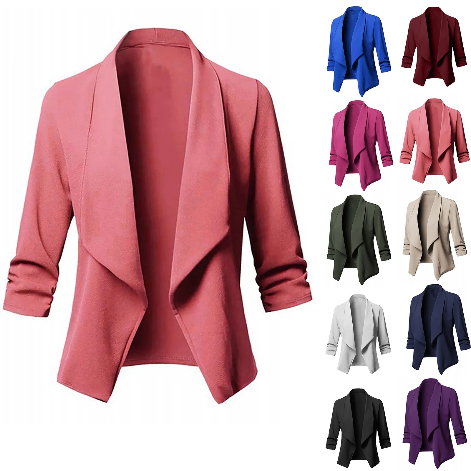 Slim Long Sleeve Pleated Solid Color Blazer Womens Fashion Casual Open Front Cardigan Coat All-match Small Suit jackets blazer
Slim Long Sleeve Pleated Solid Color Blazer Womens Fashion Casual Open Front Cardigan Coat All-match Small Suit jackets blazer