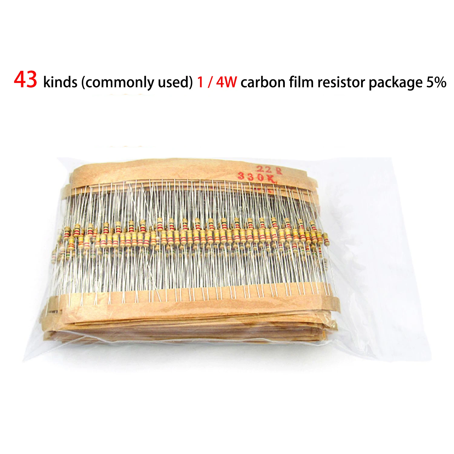 860pcs/lot 43 types Commonly used 1/4W resistors assorted kit Carbon Film resistance set Assortment resistor 5% 1Ω ~ 1M
860pcs/lot 43 types Commonly used 1/4W resistors assorted kit Carbon Film resistance set Assortment resistor 5% 1Ω ~ 1M