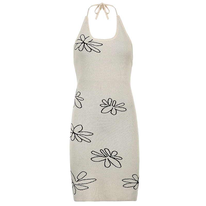 Vintage Backless Y2K Summer Knitted Dress Party Floral Print Skinny Halter Dress Beach Aesthetic Korean Mini Dress Cuteandpsycho
Vintage Backless Y2K Summer Knitted Dress Party Floral Print Skinny Halter Dress Beach Aesthetic Korean Mini Dress Cuteandpsycho