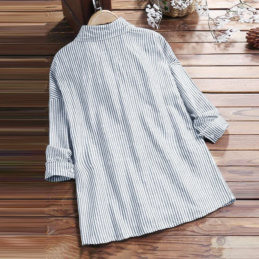 Tshirt Women Plus Size Three Quarter Stripe Print Turn-down Collar Loose Fit Tops Aesthetic Camiseta Ropa Mujer Top Harajuku A2
Tshirt Women Plus Size Three Quarter Stripe Print Turn-down Collar Loose Fit Tops Aesthetic Camiseta Ropa Mujer Top Harajuku A2