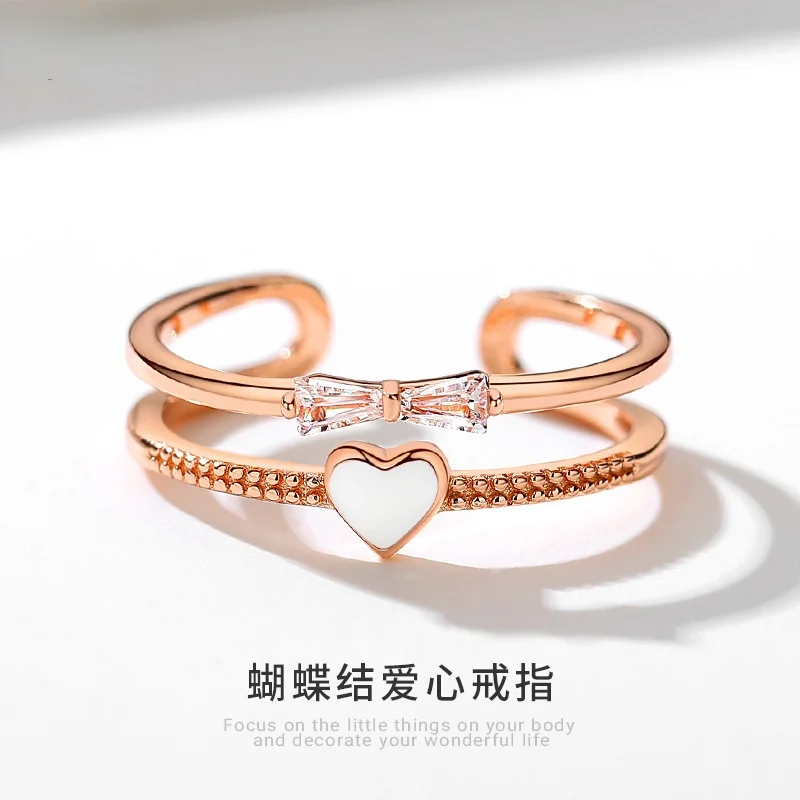 Bow Ring S925 Sterling Silver double layer rose gold love high quality fashion women ring luxury exquisite jewelry best friend
Bow Ring S925 Sterling Silver double layer rose gold love high quality fashion women ring luxury exquisite jewelry best friend