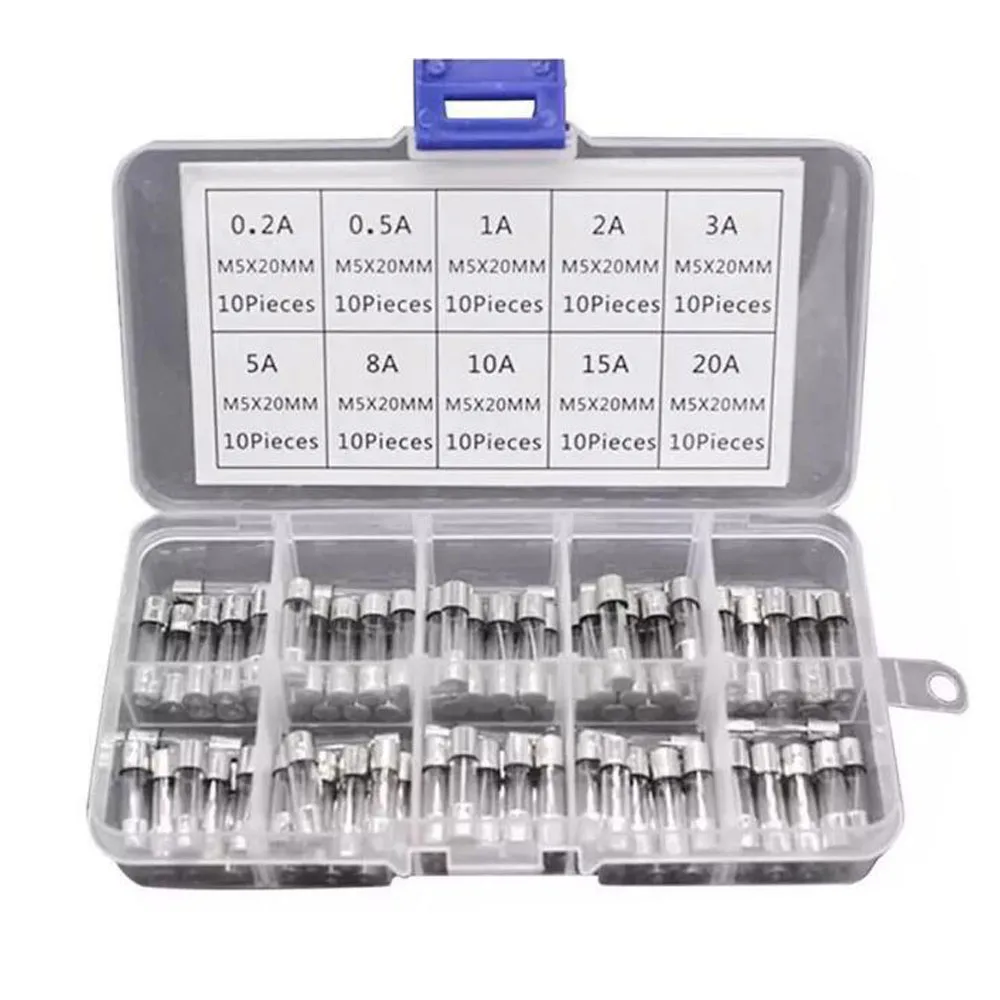 100PCS 5x20mm Quick Blow Glass Tube Fuse Assorted Kits Fast-blow Glass Fuses 0.2A 0.5A 1A 2A 3A 5A 8A 10A 15A 20A 5×20
100PCS 5x20mm Quick Blow Glass Tube Fuse Assorted Kits Fast-blow Glass Fuses 0.2A 0.5A 1A 2A 3A 5A 8A 10A 15A 20A 5×20