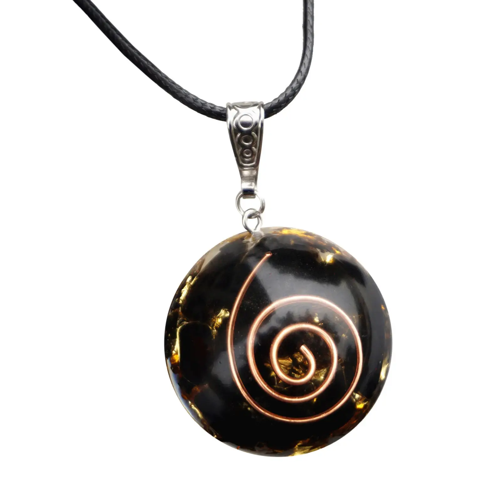 1Pc Handmade Heal Pendant Obsidian Natural Crystal Copper Circle Energy Chakra Jewelry EMF Protection Orgone
1Pc Handmade Heal Pendant Obsidian Natural Crystal Copper Circle Energy Chakra Jewelry EMF Protection Orgone