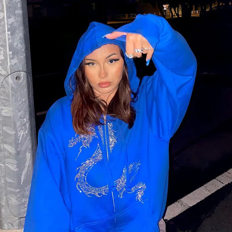 Neongirl Dragon Print Hooded Zip Up Hoodies Women Black Blue Oversize Loose Pockets Coats Cardigan Hoodies Streetwear Punk
Neongirl Dragon Print Hooded Zip Up Hoodies Women Black Blue Oversize Loose Pockets Coats Cardigan Hoodies Streetwear Punk