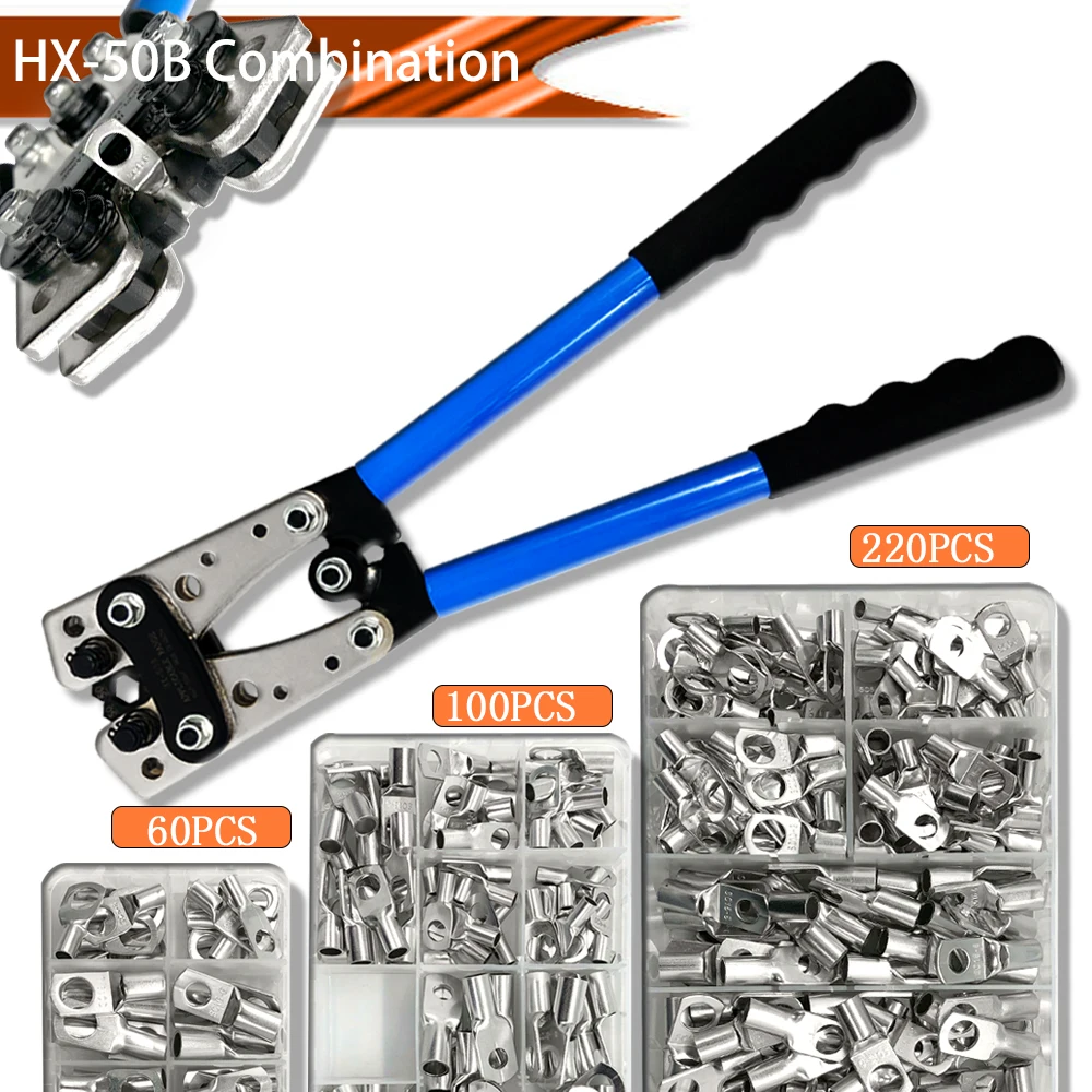 Copper ring terminal crimping pliers hx-50b 6.0-50mm ² Cable crimping tool combination automobile battery connector 60 / 100 box
Copper ring terminal crimping pliers hx-50b 6.0-50mm ² Cable crimping tool combination automobile battery connector 60 / 100 box