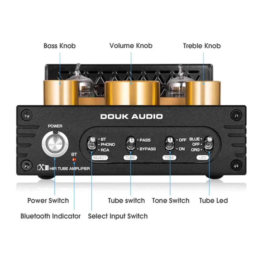 Трубчатый усилитель Douk Audio X1 HiFi GE5654 Bluetooth 5 0 приемник аудиоусилитель для