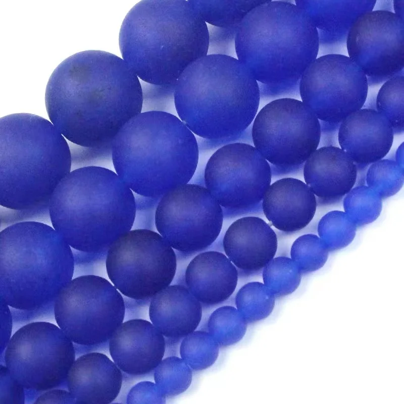 

Natural Stone Matte Dark Blue Jades Chalcedony Round Loose Spacer Beads for Jewelry Making Diy Bracelets 4 6 8 10 12mm 15''