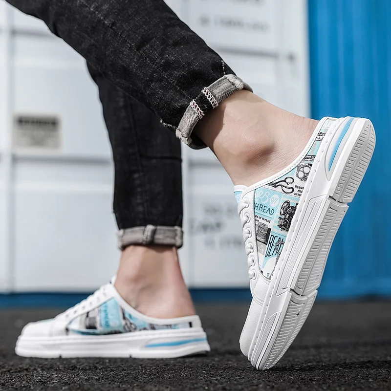 Breathable thin graffiti print half slippers men's summer breathable canvas casual shoes trend wild half-drag sneakers
Breathable thin graffiti print half slippers men's summer breathable canvas casual shoes trend wild half-drag sneakers