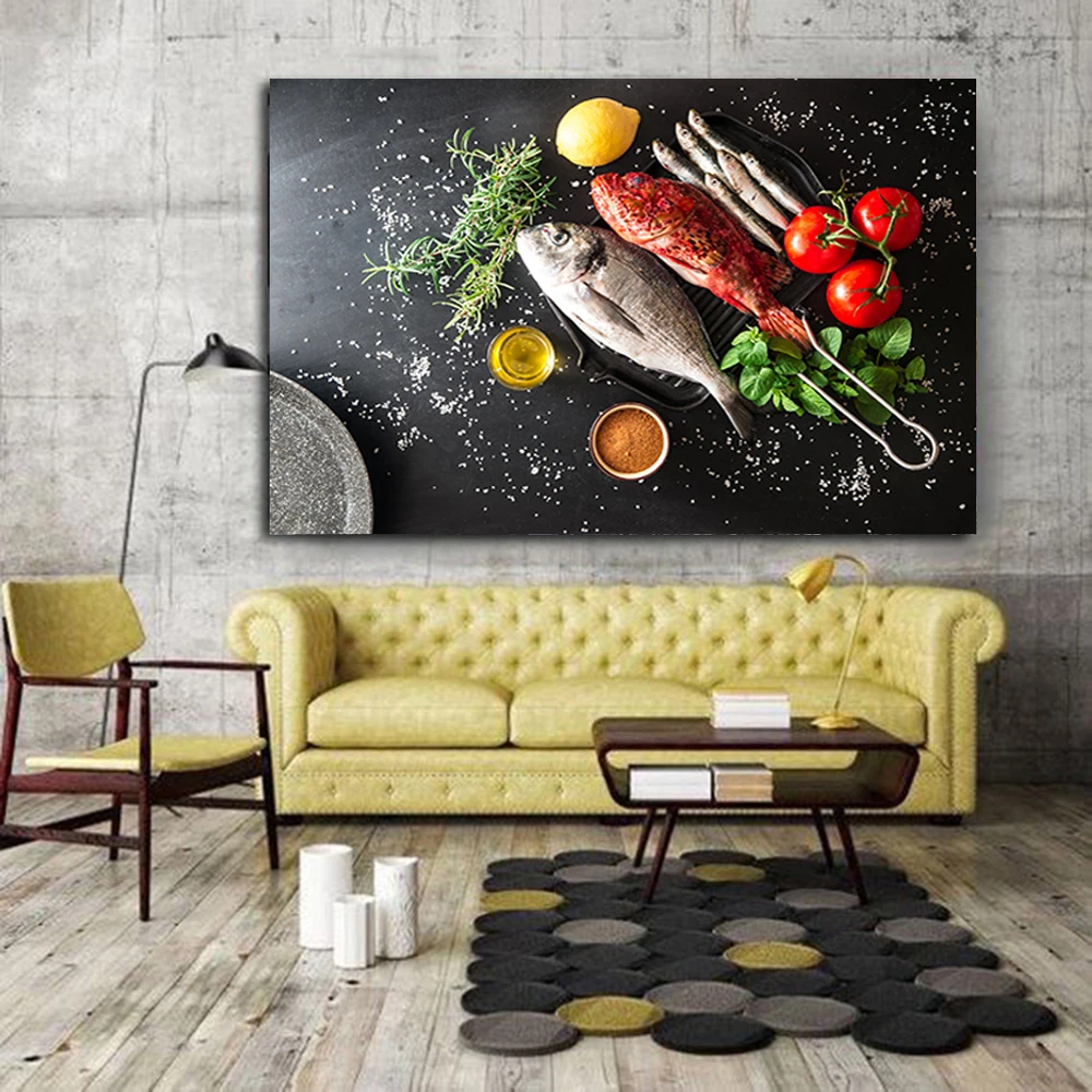 Vegetables Fish Kitchen Canvas Painting Grain Spices Tomato Lemon Posters Prints Wall Art Modern Food For Living Room Decoration
Vegetables Fish Kitchen Canvas Painting Grain Spices Tomato Lemon Posters Prints Wall Art Modern Food For Living Room Decoration