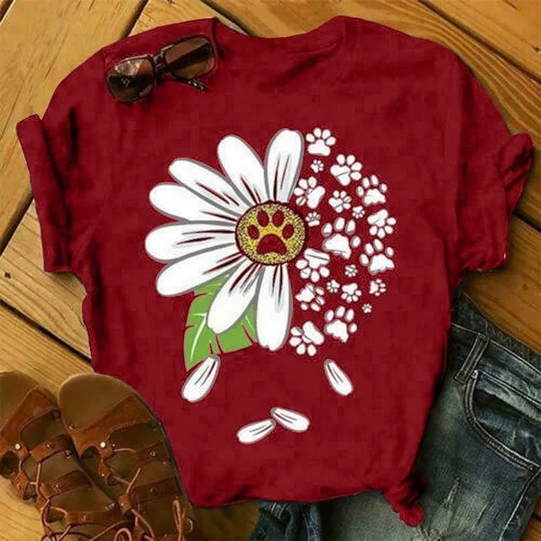 Funny Plus Size Female Cotton T-shirt Short Sleeve Women T Shirt Daisy Printed Footprint Graphic Tops Harajuku Tee Tshirt
Funny Plus Size Female Cotton T-shirt Short Sleeve Women T Shirt Daisy Printed Footprint Graphic Tops Harajuku Tee Tshirt