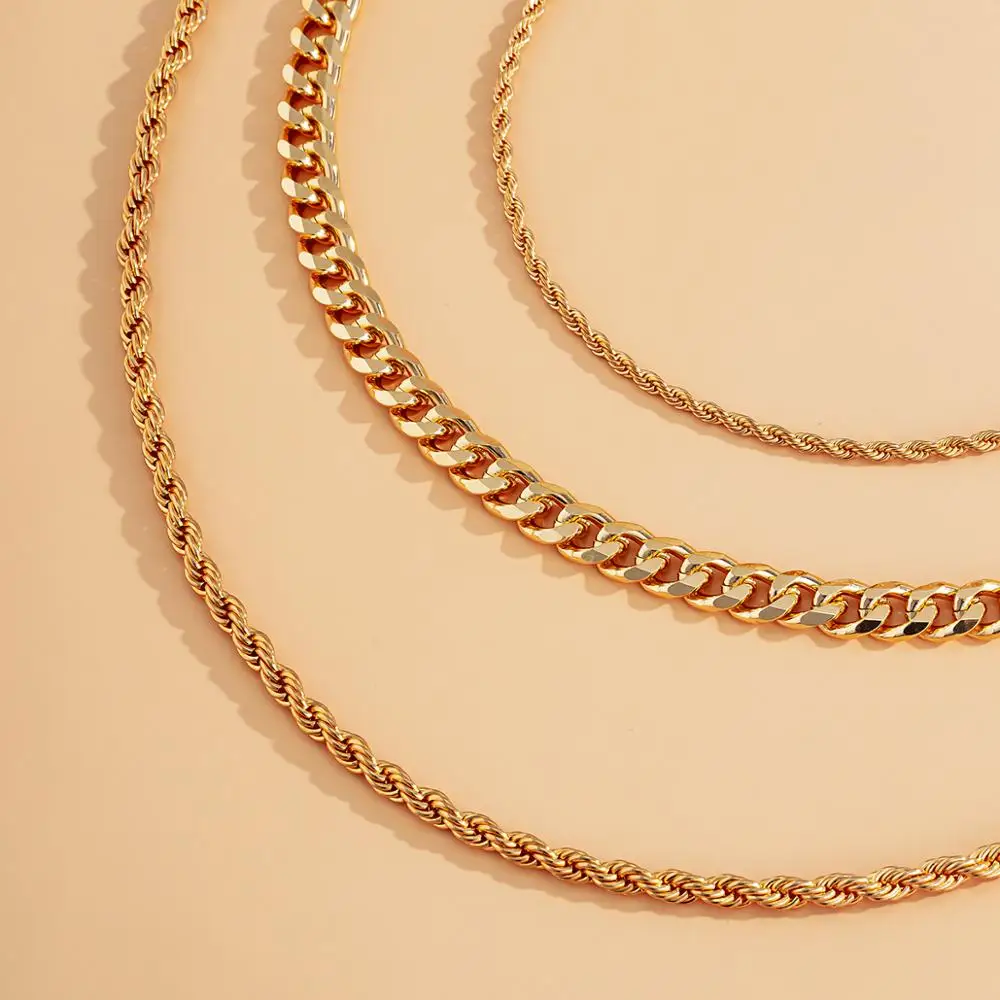 Hip Hop Men Women Chunky Miami Cuban Chain Necklace Boho Gold Multiple Aluminum Twisted Chain Goth Bar/Night Club/Party Jewelry
Hip Hop Men Women Chunky Miami Cuban Chain Necklace Boho Gold Multiple Aluminum Twisted Chain Goth Bar/Night Club/Party Jewelry