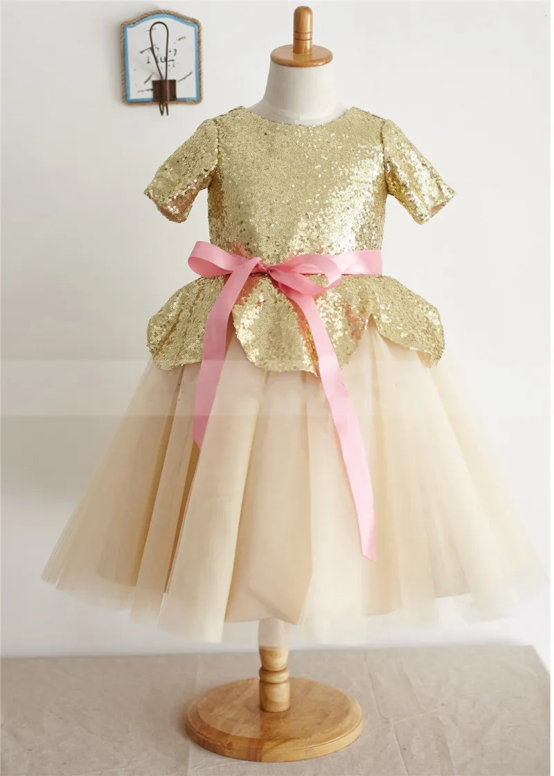 

Пышное Тюлевое платье с блестками, цветочные платья для девочек на свадьбу, вечеринку, платье принцессы на день рождения, Пышное Платье