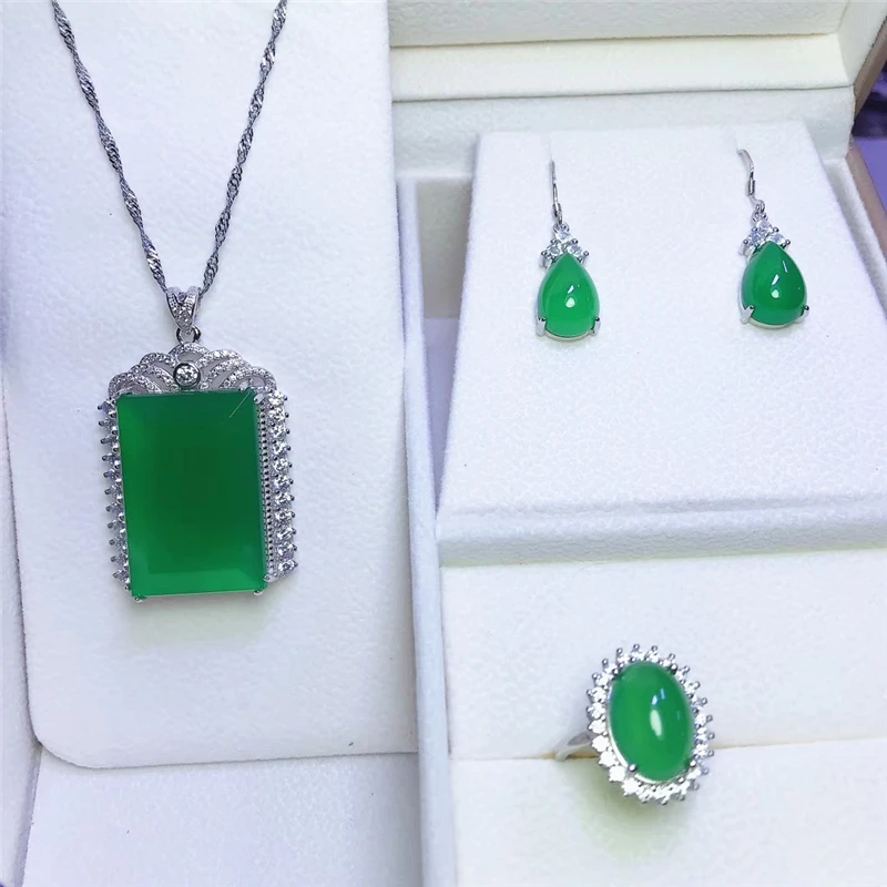 Женский комплект украшений Jadery, ожерелье/серьги/кольцо из стерлингового серебра 925 пробы с зеленым халцедоном, ювелирные украшения, подарки...
Женский комплект украшений Jadery, ожерелье/серьги/кольцо из стерлингового серебра 925 пробы с зеленым халцедоном, ювелирные украшения, подарки...