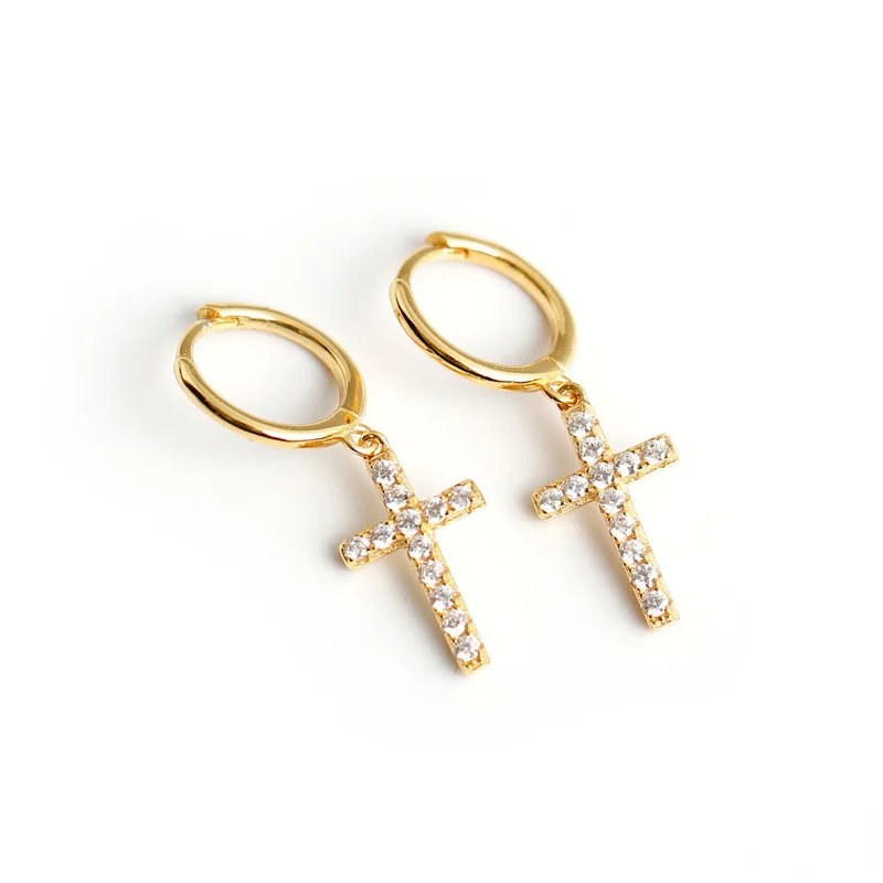 Women Men Gold Plated Dangle Drop Earrings Punk Style Zircon Hanging Iced Cross Huggie Drop Earrings Hip Hop Jewelry
Women Men Gold Plated Dangle Drop Earrings Punk Style Zircon Hanging Iced Cross Huggie Drop Earrings Hip Hop Jewelry