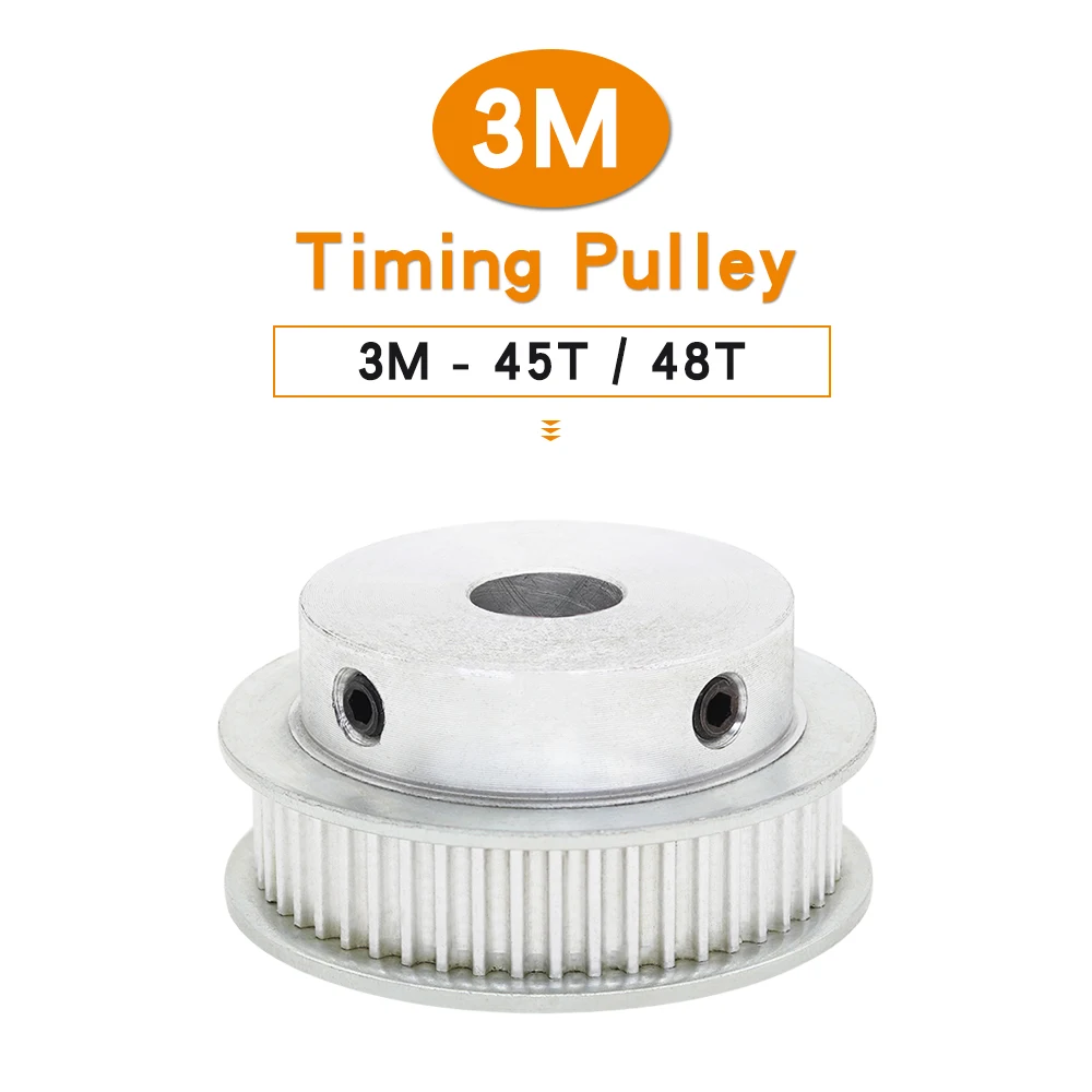 

3M-45T/48T Pulley Wheels Bore 6/8/10/12/14/15/16/17/20 mm Alloy Wheel Teeth Pitch 3.0 mm BF Shape For Width 10 mm 3M Timing Belt