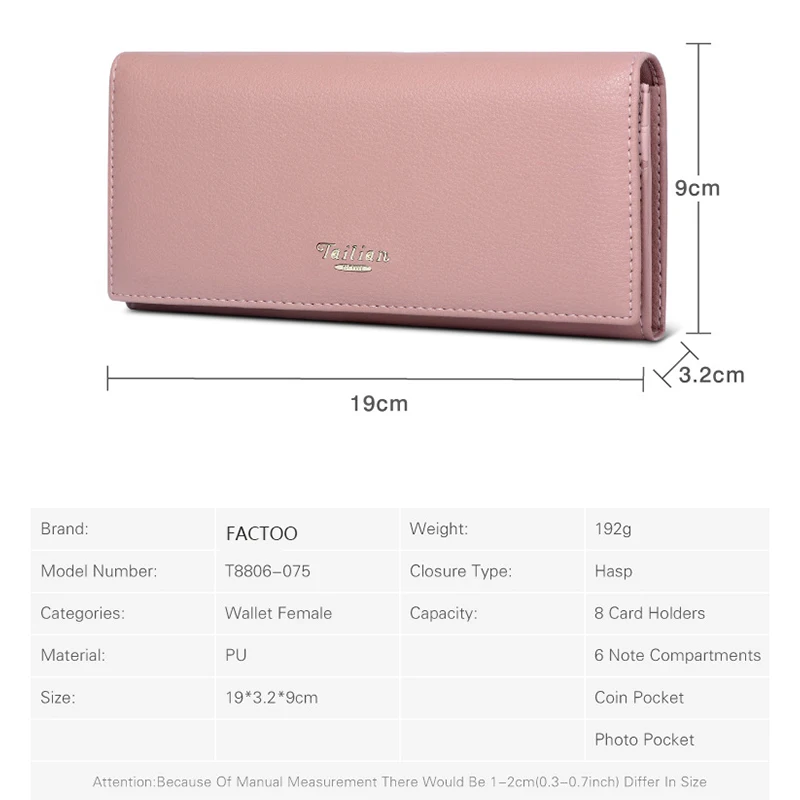 FACTOO Fashion Long Women's Wallet Many Departments Female Wallet Zipper Hasp Designer Ladies Purse Handbag Cell Phone Pocket
FACTOO Fashion Long Women's Wallet Many Departments Female Wallet Zipper Hasp Designer Ladies Purse Handbag Cell Phone Pocket