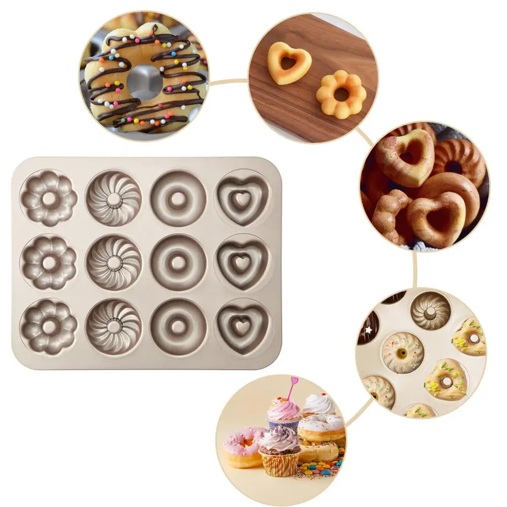 Donut Mold Cake Pan 12-Cavity Non-Stick Pattern Doughnut Bakeware Carbon Steel Donut Mol for Oven Baking 35DC19
Donut Mold Cake Pan 12-Cavity Non-Stick Pattern Doughnut Bakeware Carbon Steel Donut Mol for Oven Baking 35DC19