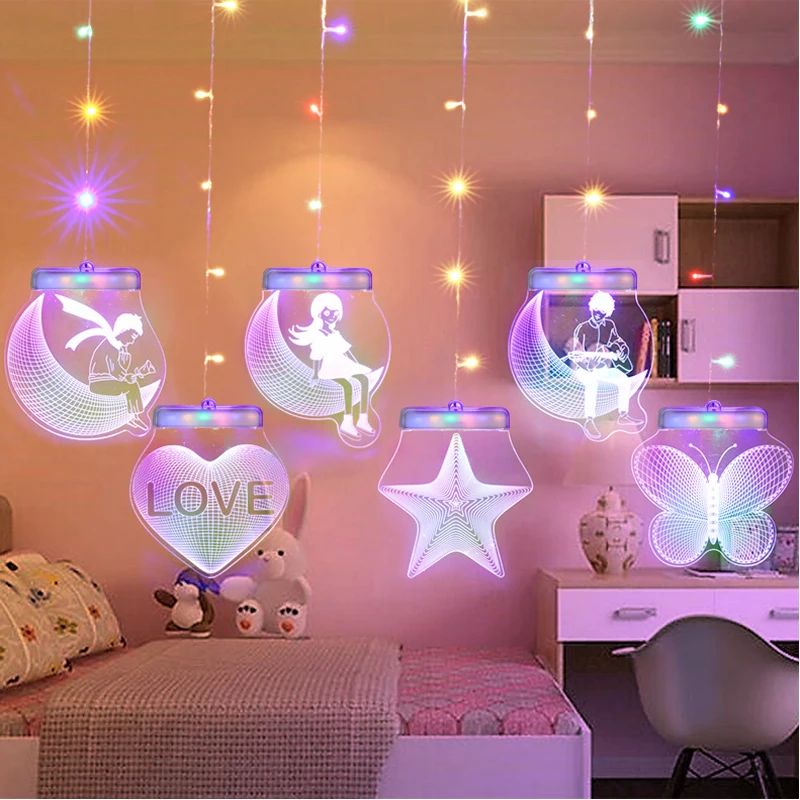 3D LED garland fairy lamp Curtain String lights USB Santa Claus wreath lights new year wedding hanging decorative lights gift 
3D LED garland fairy lamp Curtain String lights USB Santa Claus wreath lights new year wedding hanging decorative lights gift