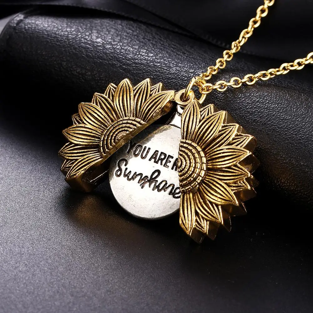 You Are My Sunshine ожерелье с подсолнухом для женщин Золотая Серебряная длинная цепь