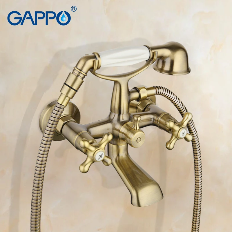 GAPPO 1SET Wall-mount bathroom sink faucet spout Two cross handle bathtub mixer Antique Vintage telephone style handshow G3263-4
GAPPO 1SET Wall-mount bathroom sink faucet spout Two cross handle bathtub mixer Antique Vintage telephone style handshow G3263-4