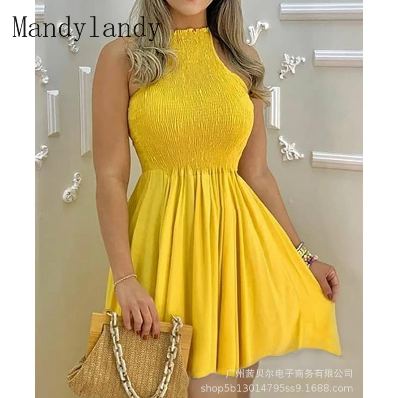 Летнее сексуальное платье Mandylandy без рукавов с высокой талией, облегающее платье с круглым вырезом, женское повседневное однотонное Плиссир...
Летнее сексуальное платье Mandylandy без рукавов с высокой талией, облегающее платье с круглым вырезом, женское повседневное однотонное Плиссир...