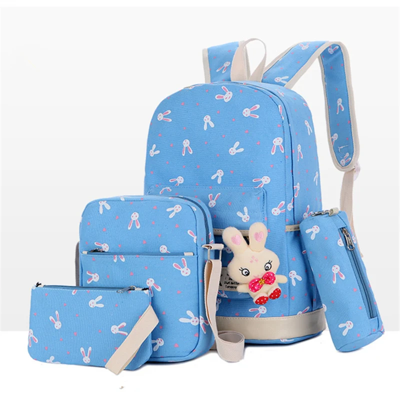 4pcs/set Women Backpack School Bags rabbit Printing Cute Backpacks With Bear For Teenagers Girls schoolbag Rucksacks Mochila
4pcs/set Women Backpack School Bags rabbit Printing Cute Backpacks With Bear For Teenagers Girls schoolbag Rucksacks Mochila