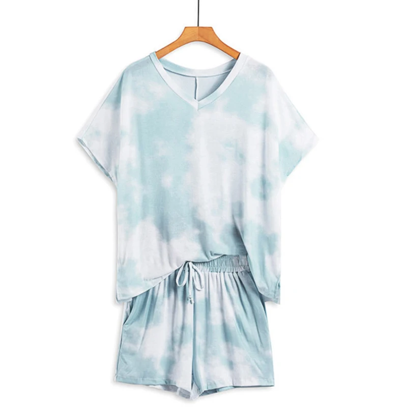 Summer Casual Tie-dye Printed Shorts Pajamas Set Homewear V Neck Short Sleeve Tops Shorts Sets Loungewear Nightwear Sleepwear
Summer Casual Tie-dye Printed Shorts Pajamas Set Homewear V Neck Short Sleeve Tops Shorts Sets Loungewear Nightwear Sleepwear